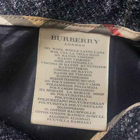 Burberry London Black Gray Plaid Fringe Hem Wool Blend Skirt Size US 10 - Picture 4 of 16